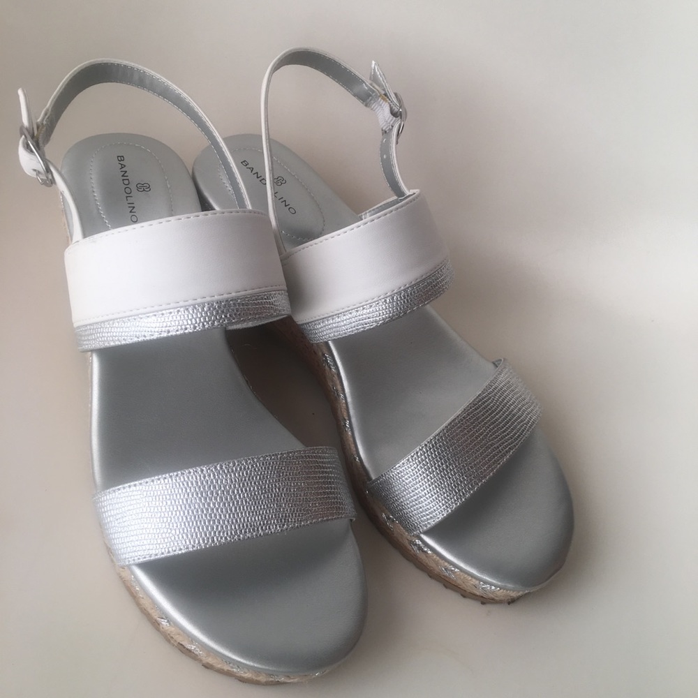 Metallic Platform Wedge Sandal Sz 9.5